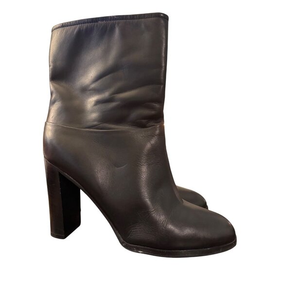 SPAZIO MODA Black Leather High Heel Ankle Boots Women Size 9.5 - Picture 3 of 14